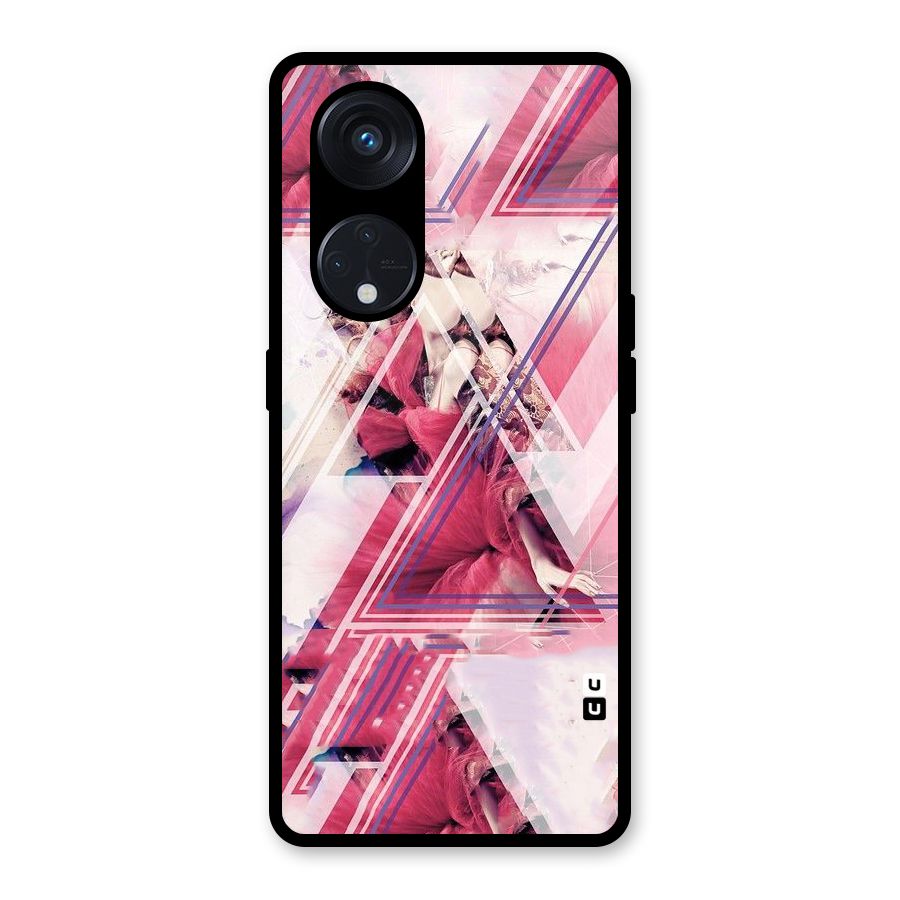 Pink Rose Abstract Glass Back Case for Reno8 T 5G