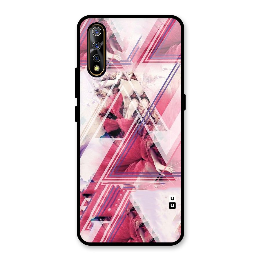 Pink Rose Abstract Glass Back Case for Vivo S1