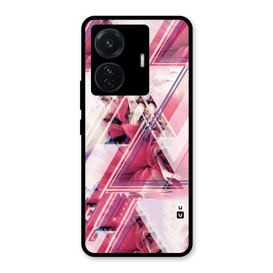 Pink Rose Abstract Glass Back Case for Vivo T1 Pro