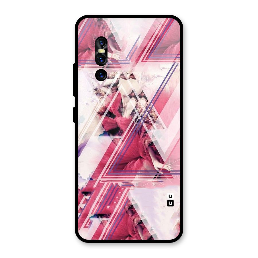 Pink Rose Abstract Glass Back Case for Vivo V15 Pro