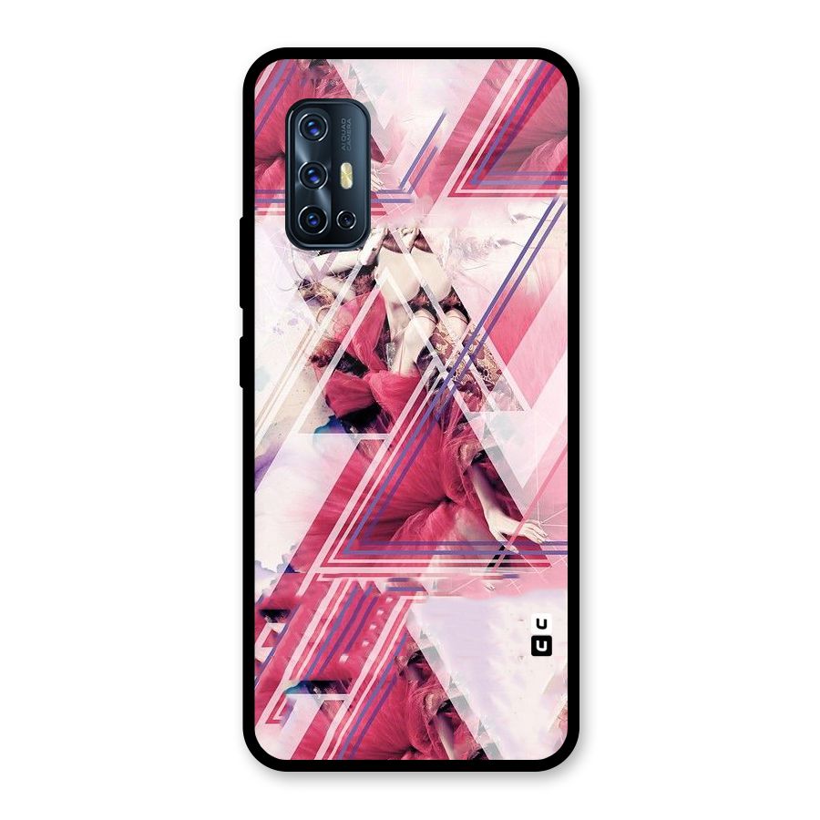 Pink Rose Abstract Glass Back Case for Vivo V17