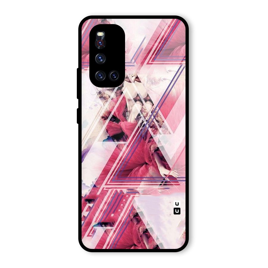 Pink Rose Abstract Glass Back Case for Vivo V19