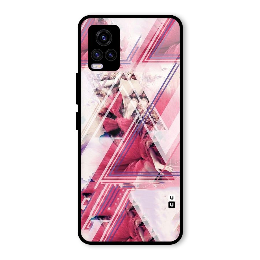 Pink Rose Abstract Glass Back Case for Vivo V20