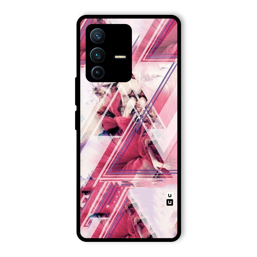 Pink Rose Abstract Glass Back Case for Vivo V23 Pro