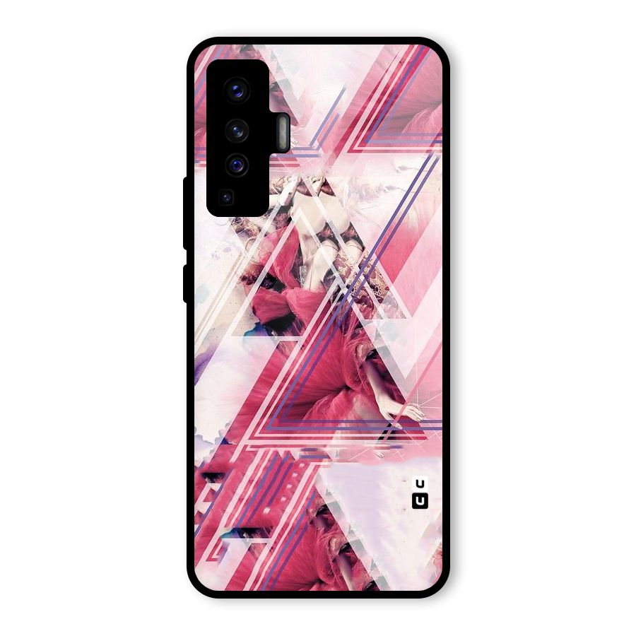 Pink Rose Abstract Glass Back Case for Vivo X50