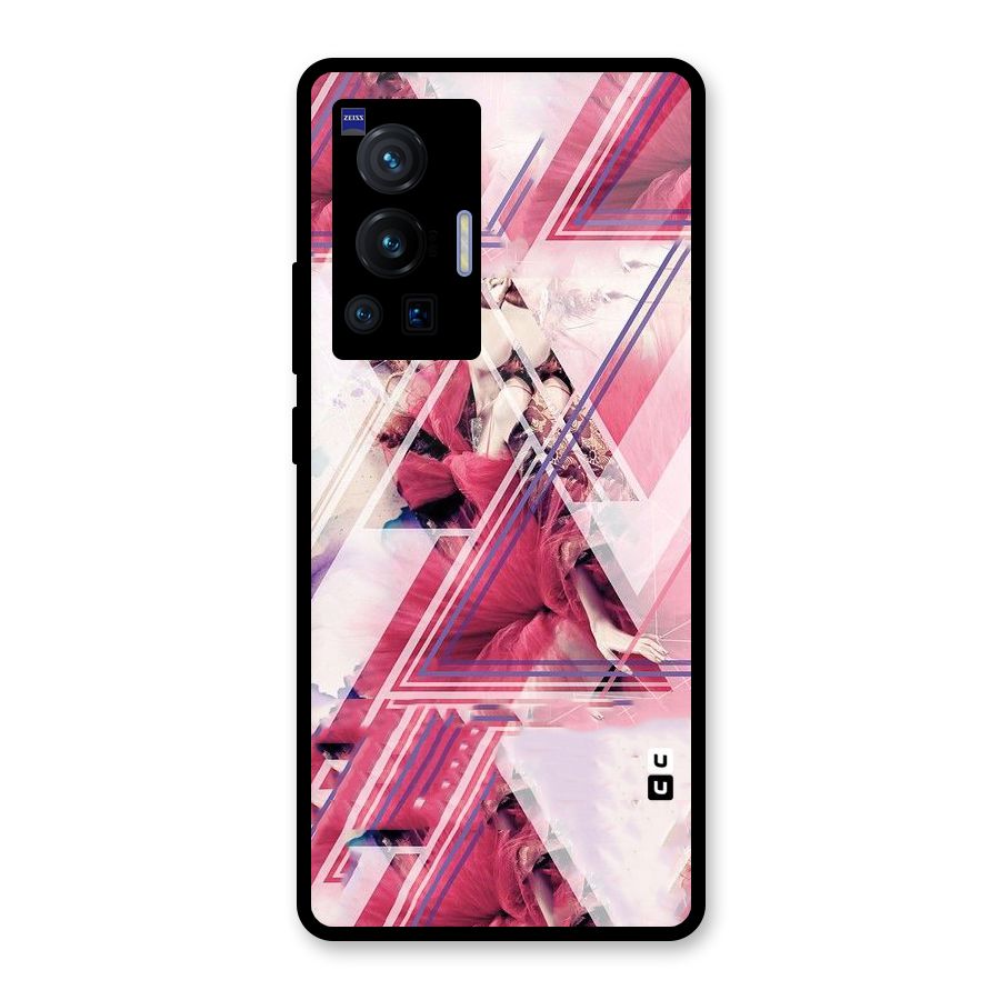 Pink Rose Abstract Glass Back Case for Vivo X70 Pro
