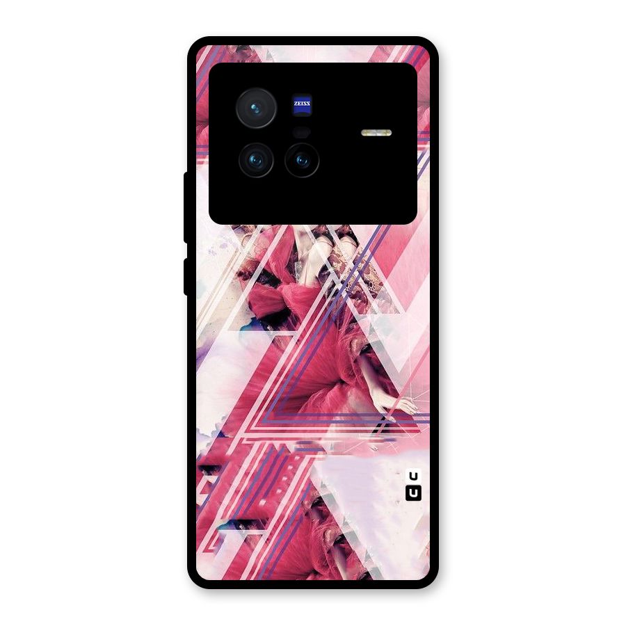 Pink Rose Abstract Glass Back Case for Vivo X80