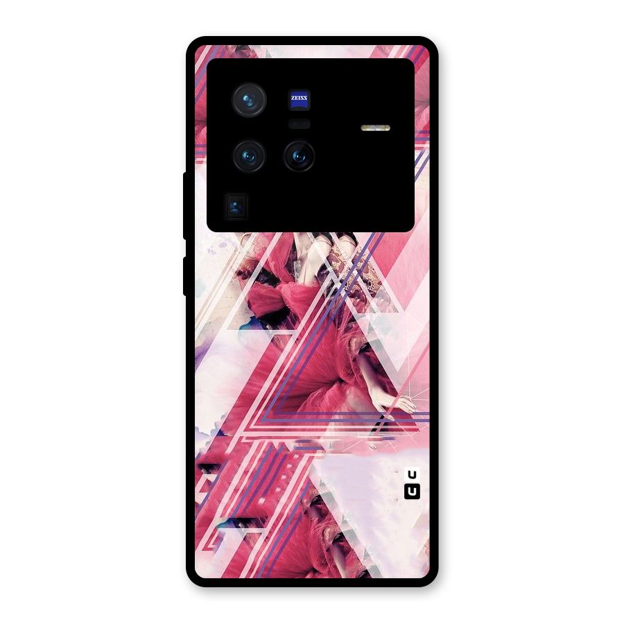 Pink Rose Abstract Glass Back Case for Vivo X80 Pro