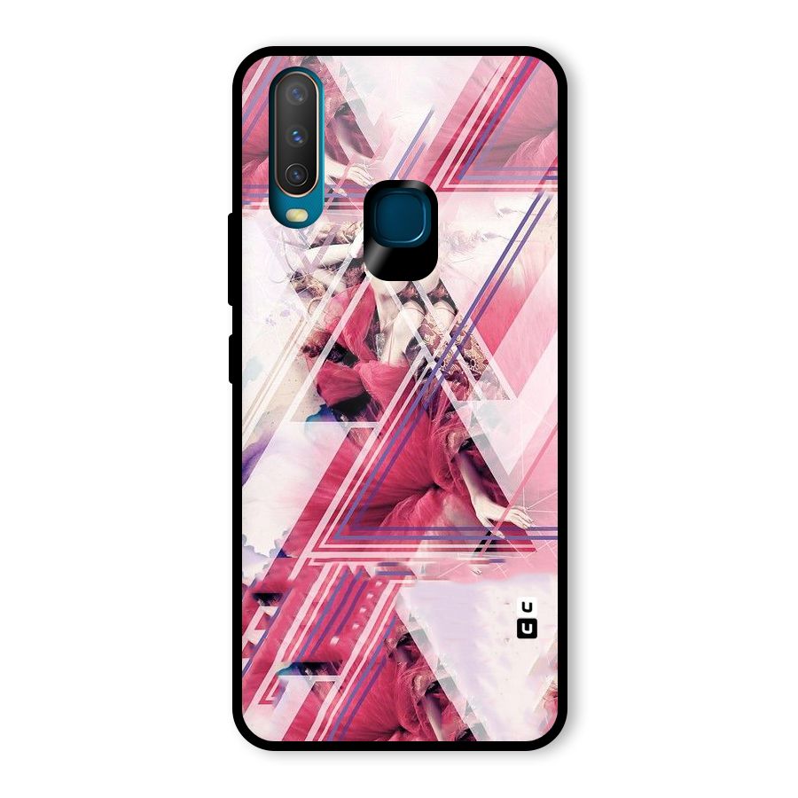 Pink Rose Abstract Glass Back Case for Vivo Y15
