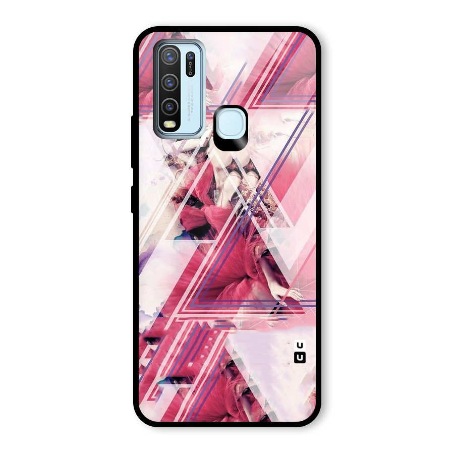 Pink Rose Abstract Glass Back Case for Vivo Y30