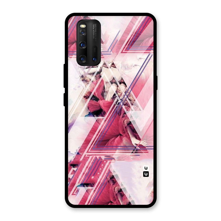 Pink Rose Abstract Glass Back Case for Vivo iQOO 3