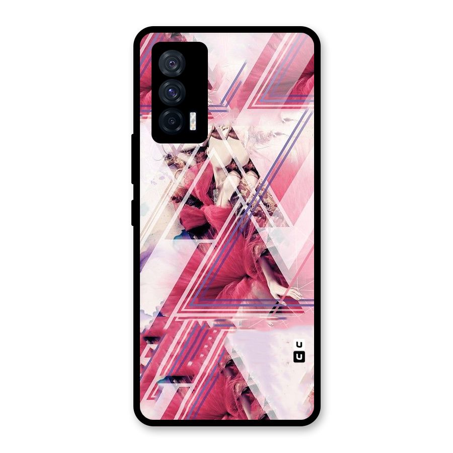 Pink Rose Abstract Glass Back Case for Vivo iQOO 7 5G