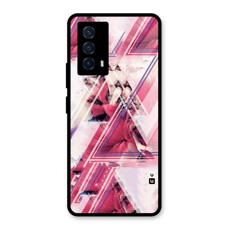 Pink Rose Abstract Glass Back Case for Vivo iQOO Z5