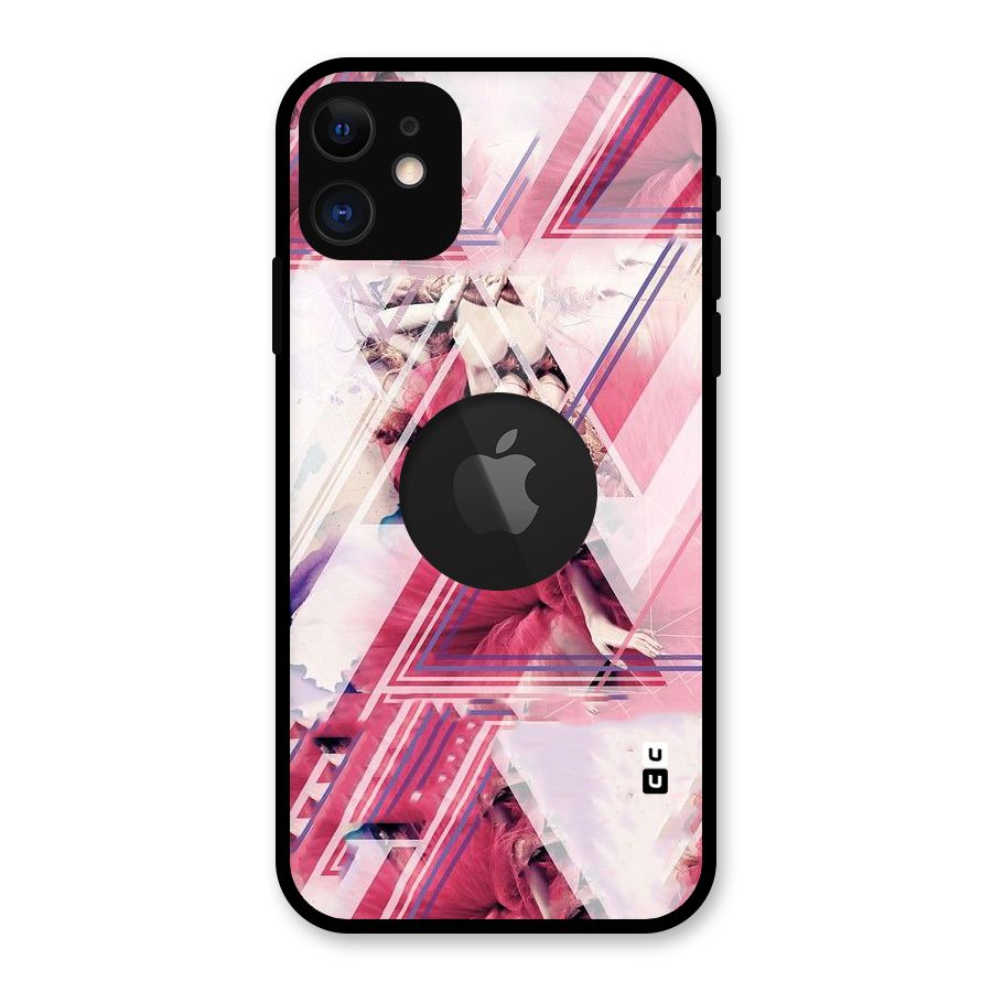 Pink Rose Abstract Glass Back Case for iPhone 11 Logo Cut
