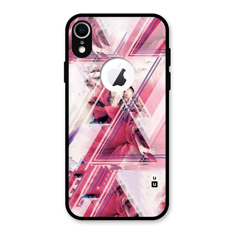 Pink Rose Abstract Glass Back Case for iPhone XR Logo Cut