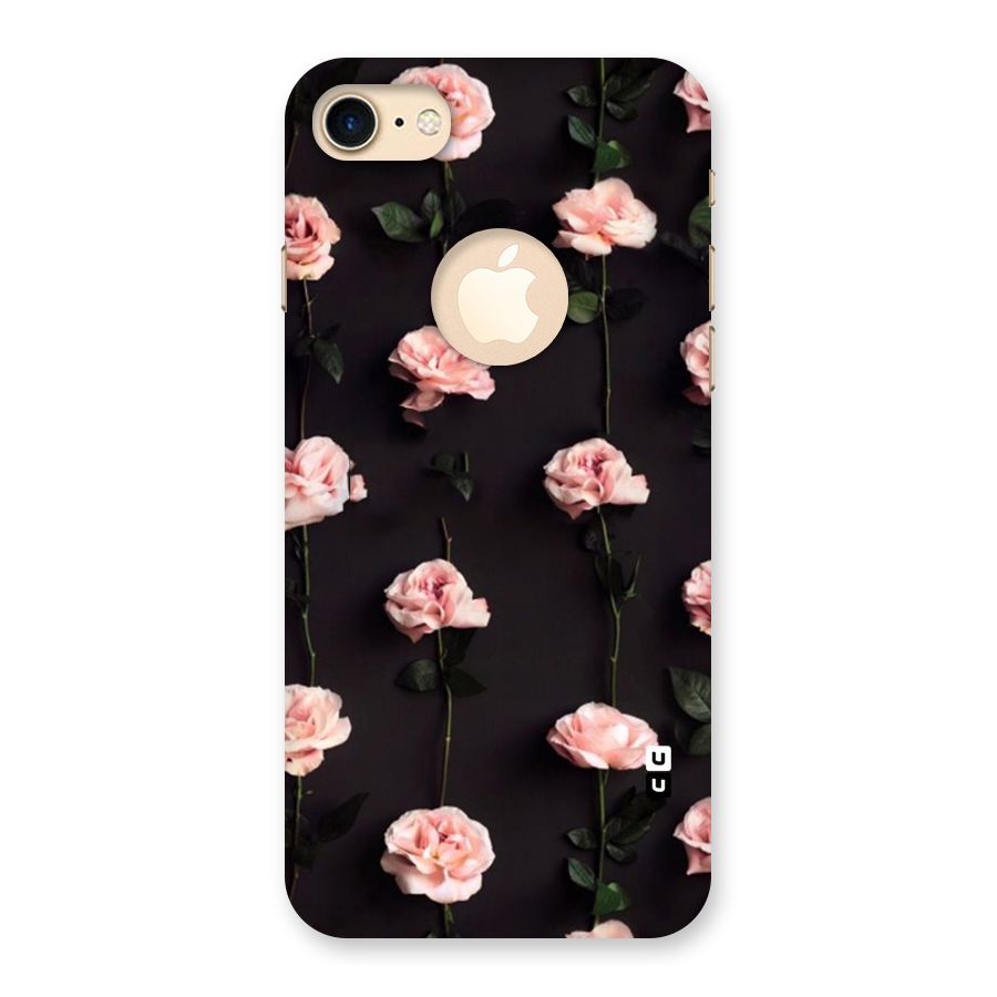 Pink Roses Back Case for iPhone 7 Logo Cut