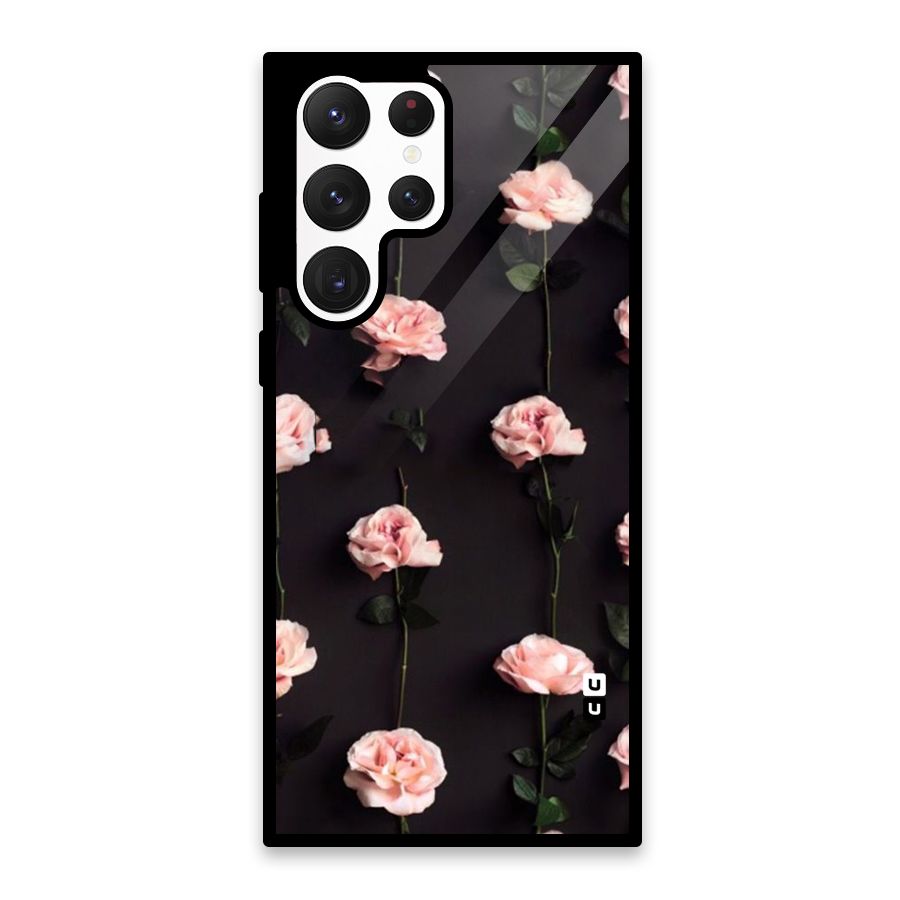 Pink Roses Glass Back Case for Galaxy S22 Ultra 5G