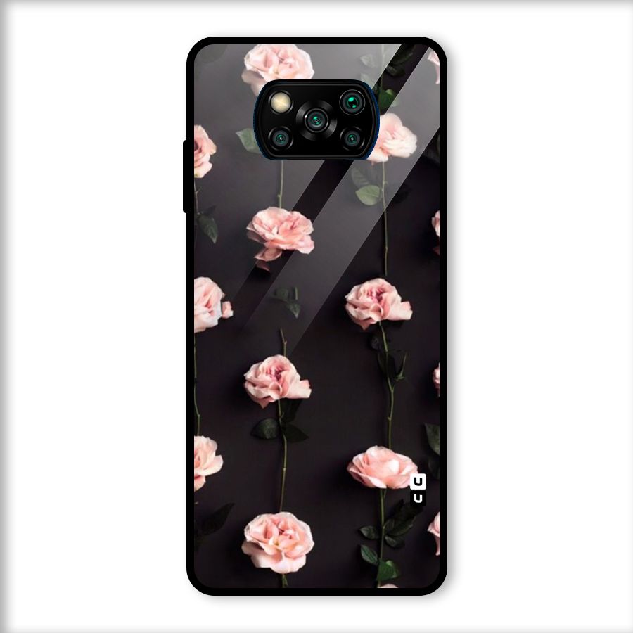 Pink Roses Glass Back Case for Poco X3