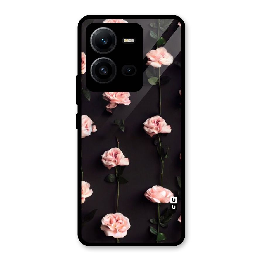 Pink Roses Glass Back Case for Vivo V25