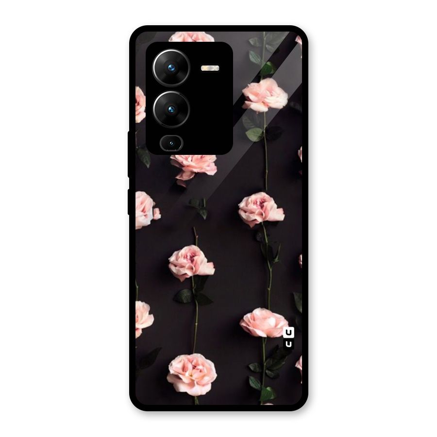 Pink Roses Glass Back Case for Vivo V25 Pro