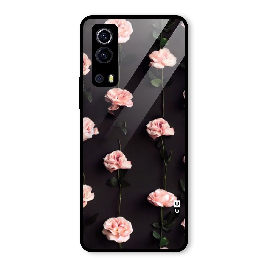 Pink Roses Glass Back Case for Vivo iQOO Z3