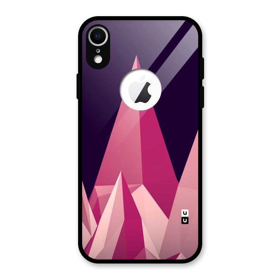 Pink Sharp Glass Back Case for iPhone XR Logo Cut