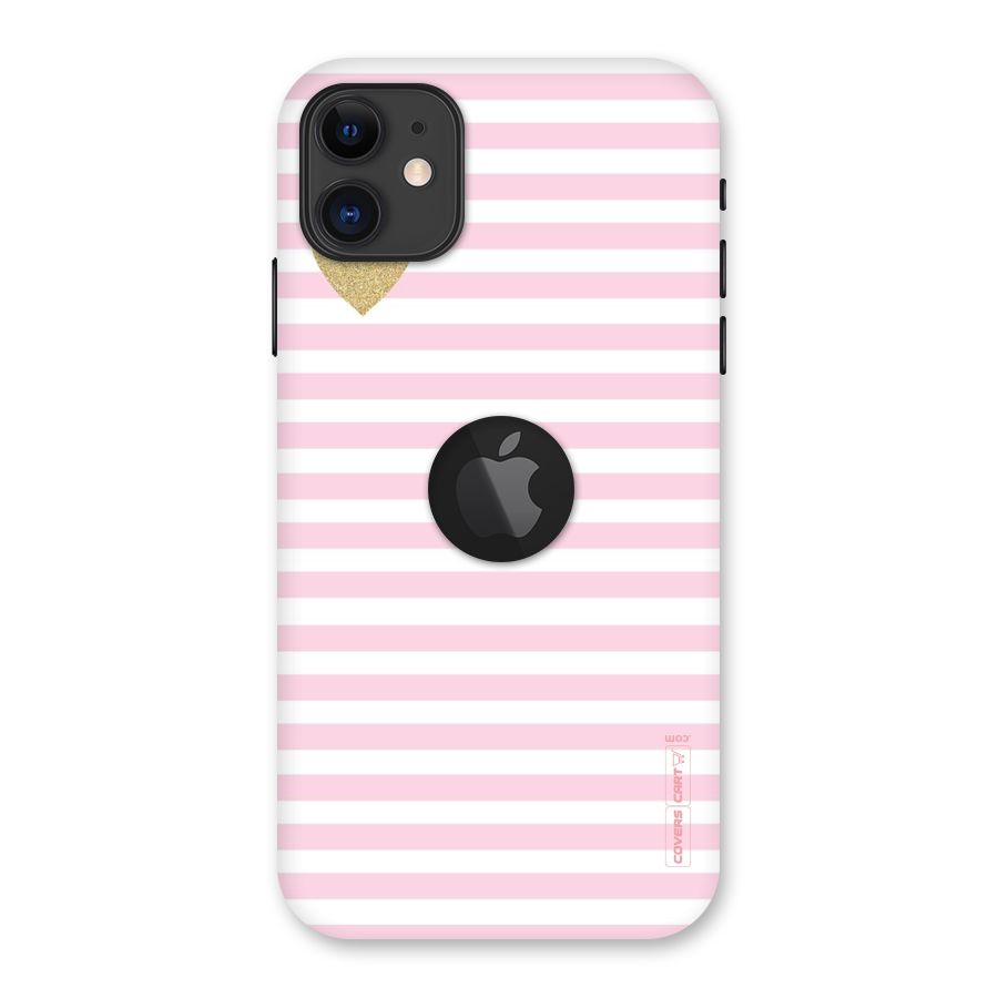 Pink Stripes Back Case for iPhone 11 Logo Cut