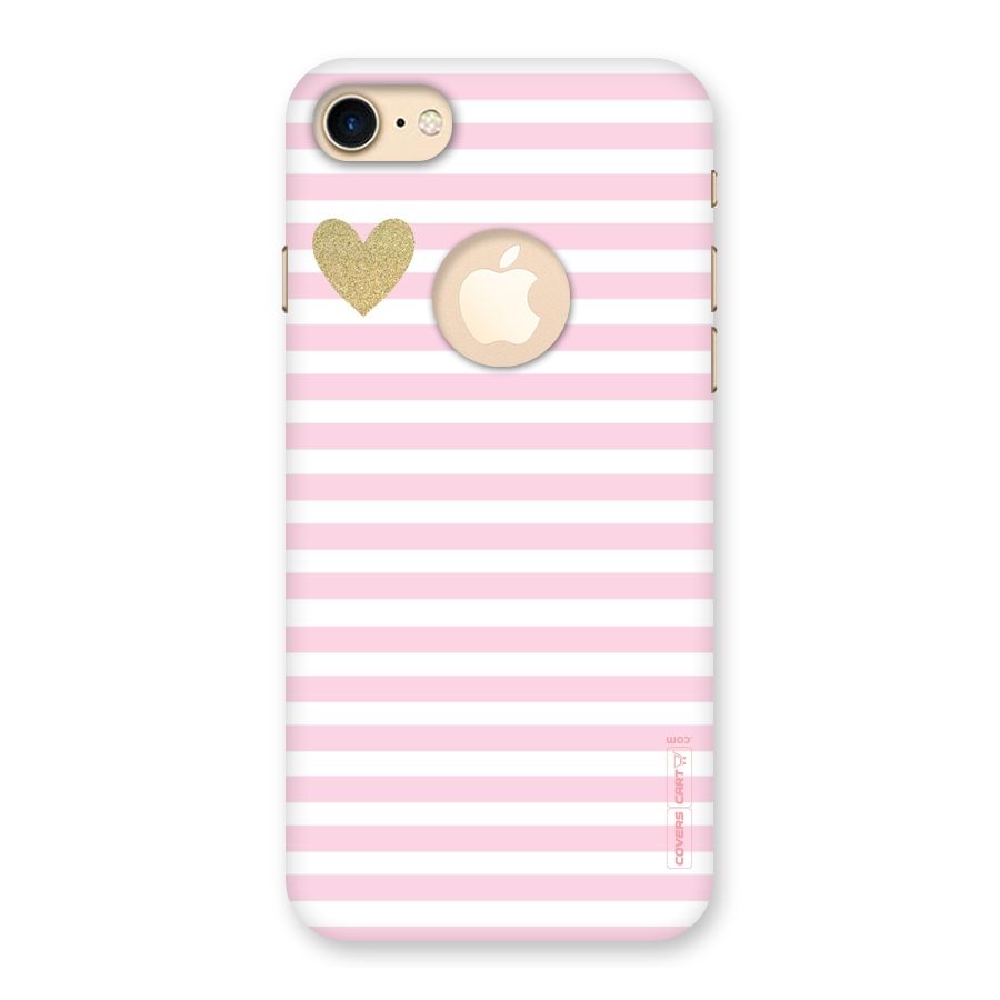 Pink Stripes Back Case for iPhone 7 Logo Cut