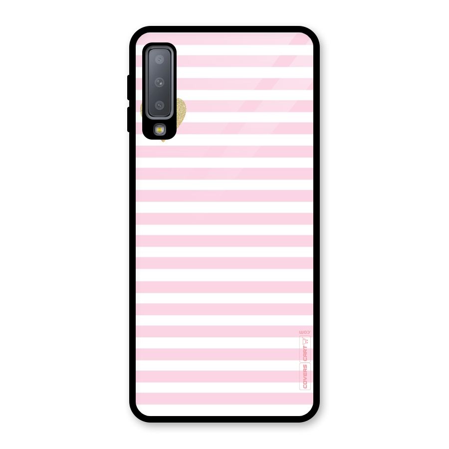Pink Stripes Glass Back Case for Galaxy A7 (2018)