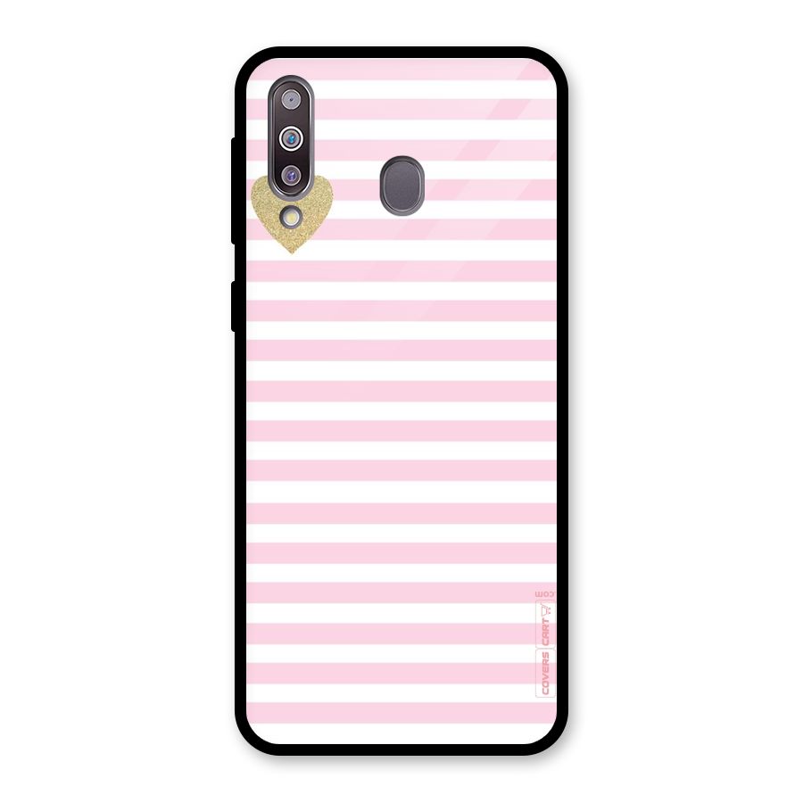 Pink Stripes Glass Back Case for Galaxy M30