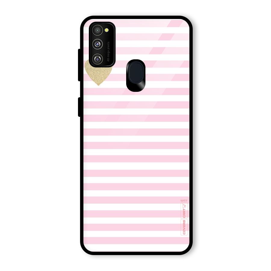 Pink Stripes Glass Back Case for Galaxy M30s