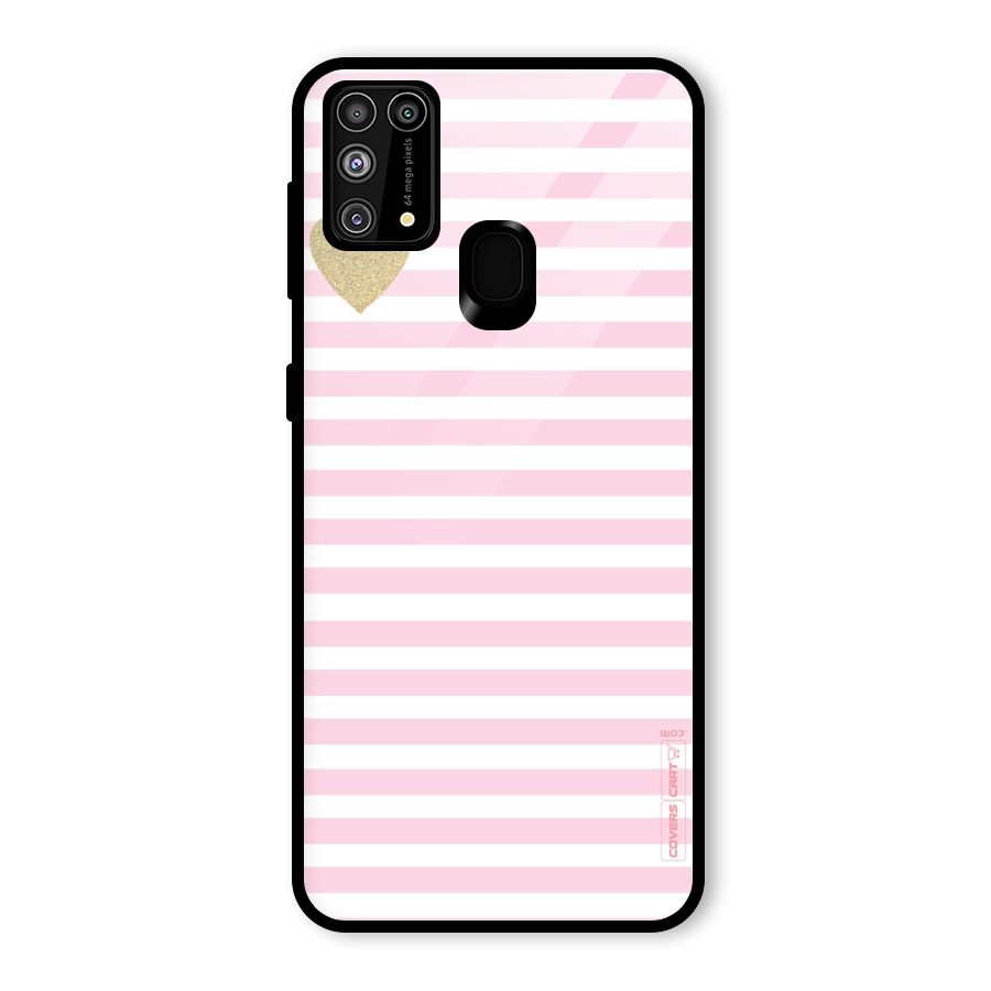 Pink Stripes Glass Back Case for Galaxy M31