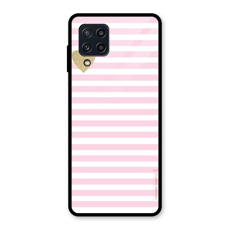 Pink Stripes Glass Back Case for Galaxy M32