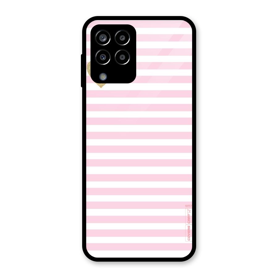 Pink Stripes Glass Back Case for Galaxy M33