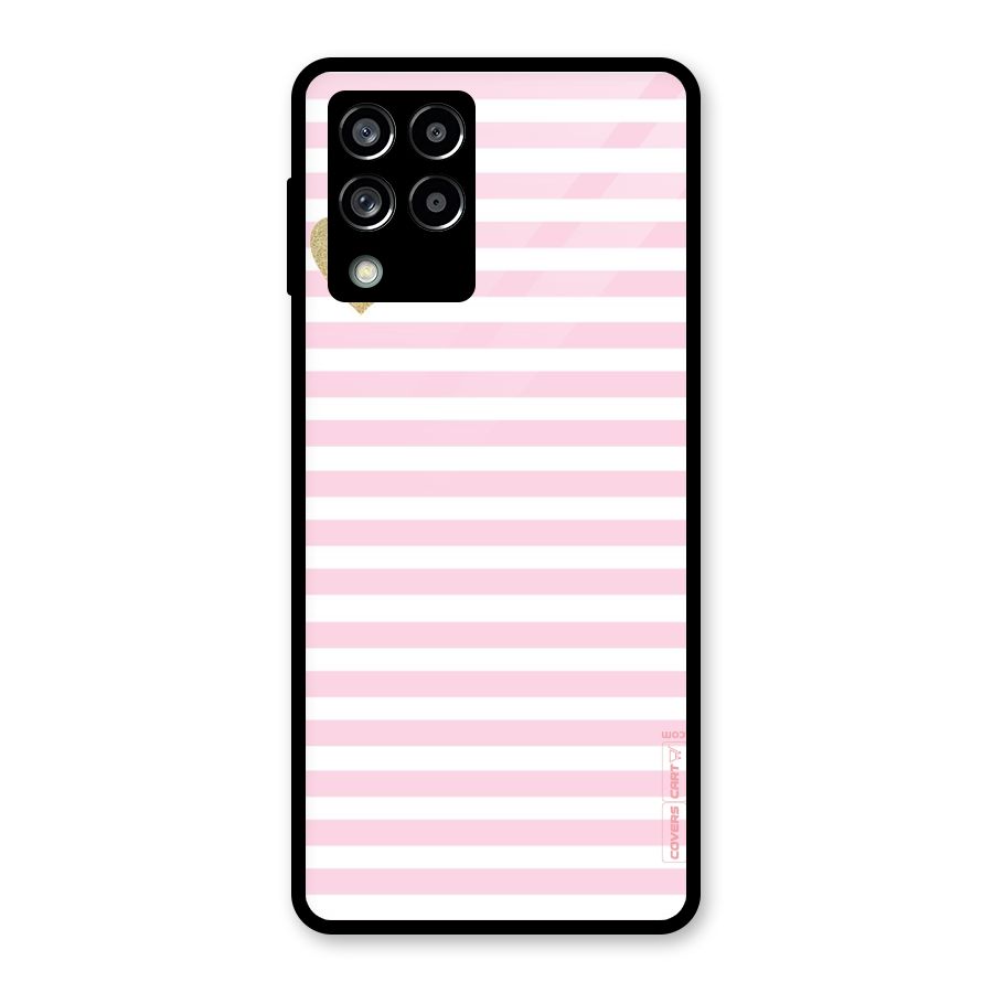 Pink Stripes Glass Back Case for Galaxy M53 5G