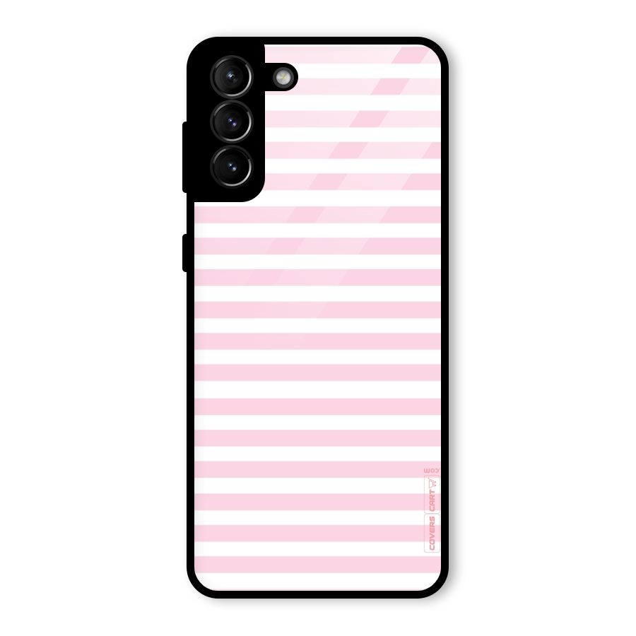 Pink Stripes Glass Back Case for Galaxy S21 Plus