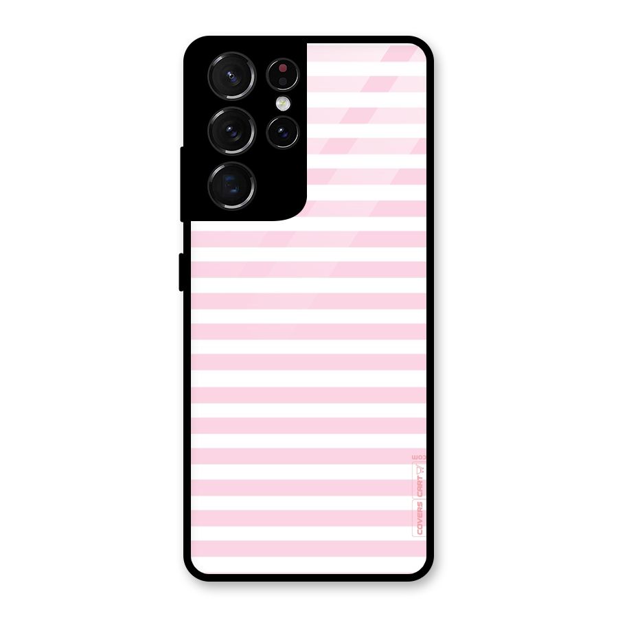 Pink Stripes Glass Back Case for Galaxy S21 Ultra 5G