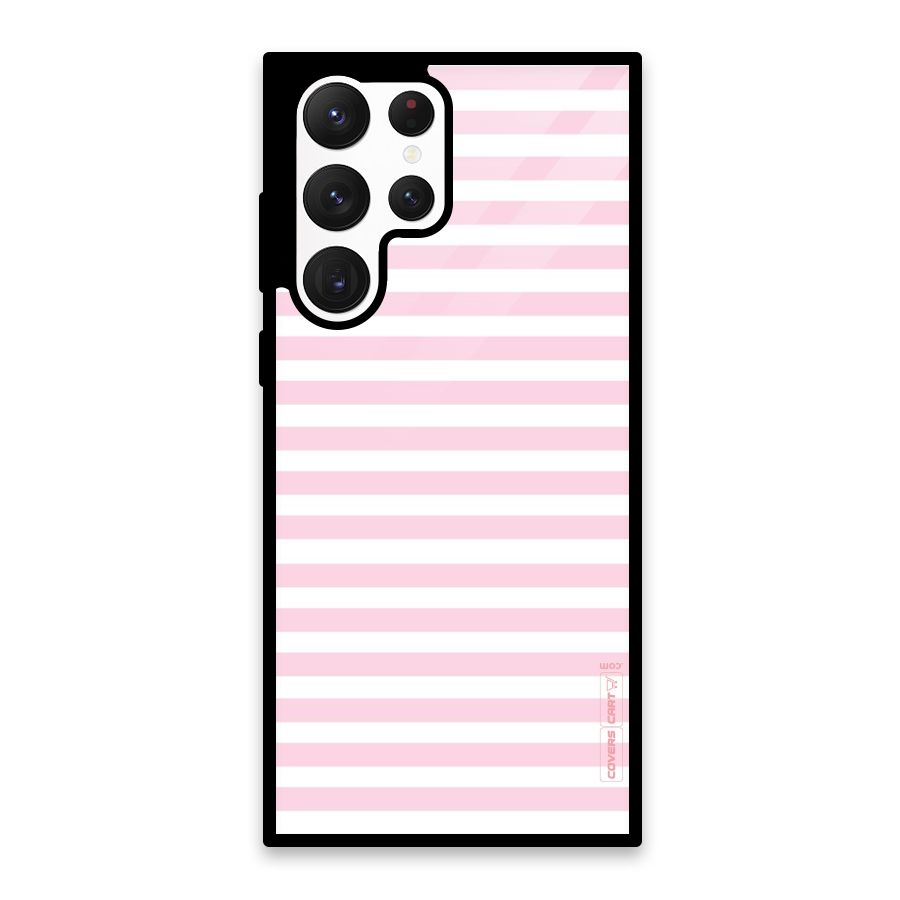 Pink Stripes Glass Back Case for Galaxy S22 Ultra 5G