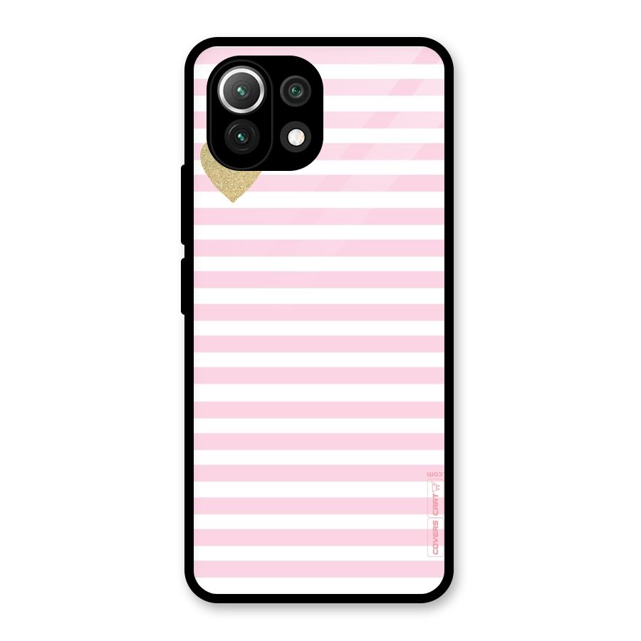 Pink Stripes Glass Back Case for Mi 11 Lite