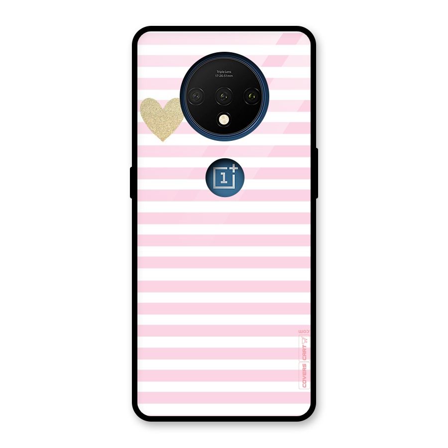 Pink Stripes Glass Back Case for OnePlus 7T