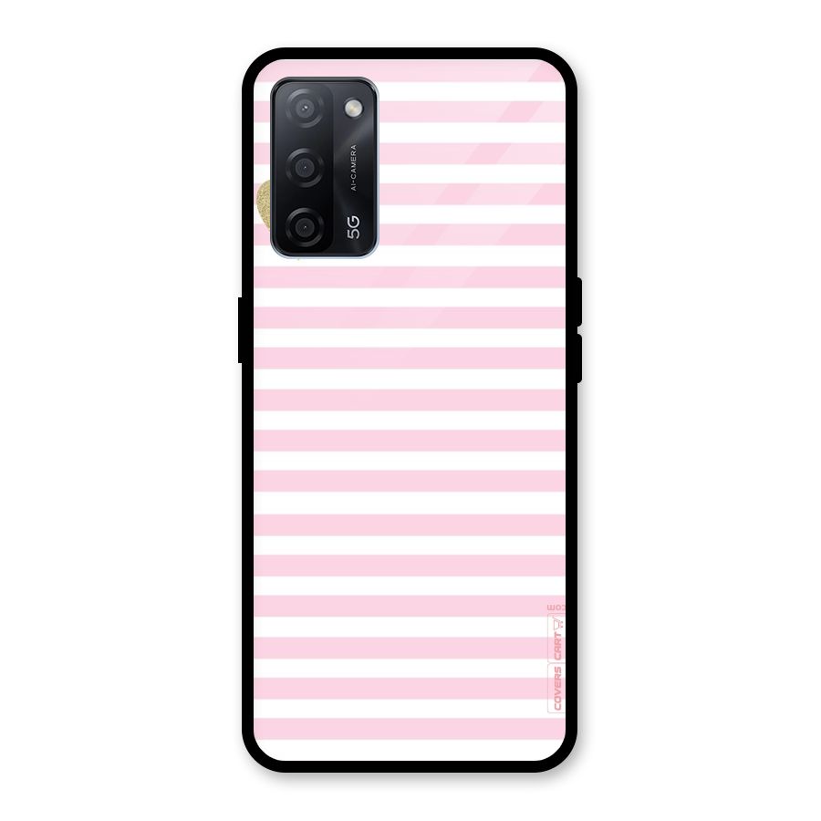 Pink Stripes Glass Back Case for Oppo A53s 5G