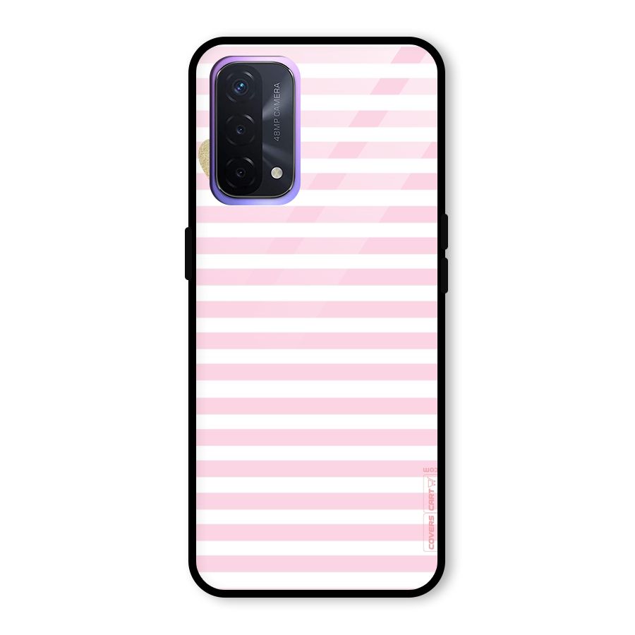 Pink Stripes Glass Back Case for Oppo A74 5G
