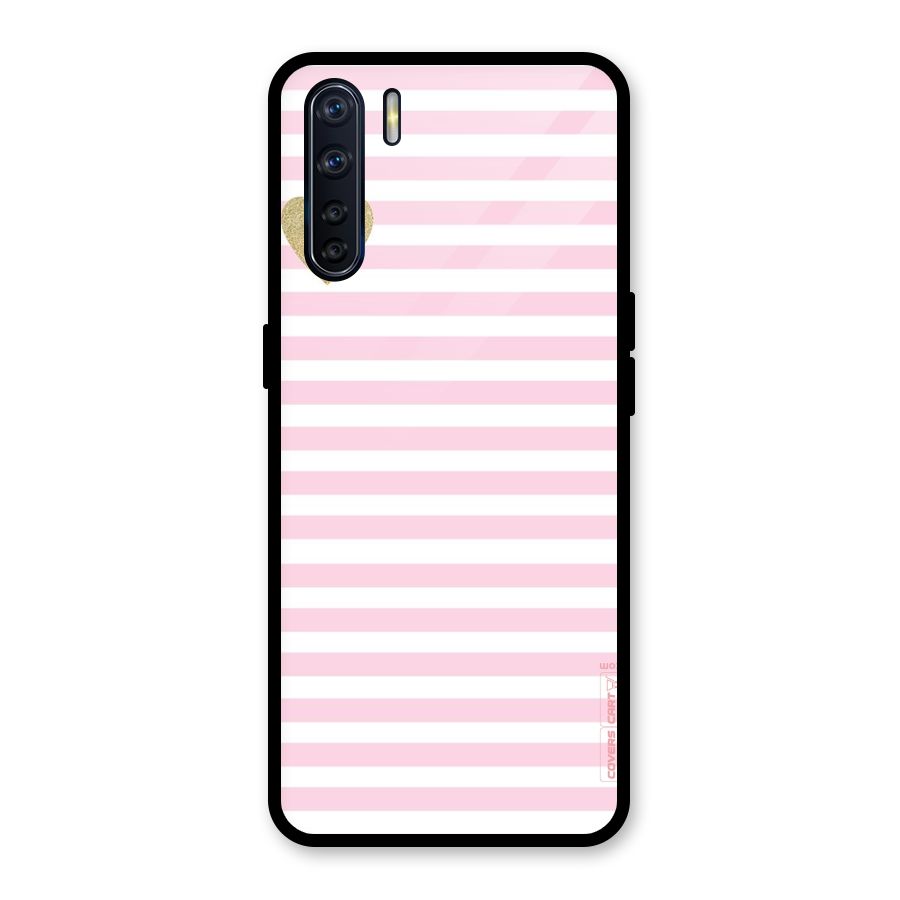 Pink Stripes Glass Back Case for Oppo F15