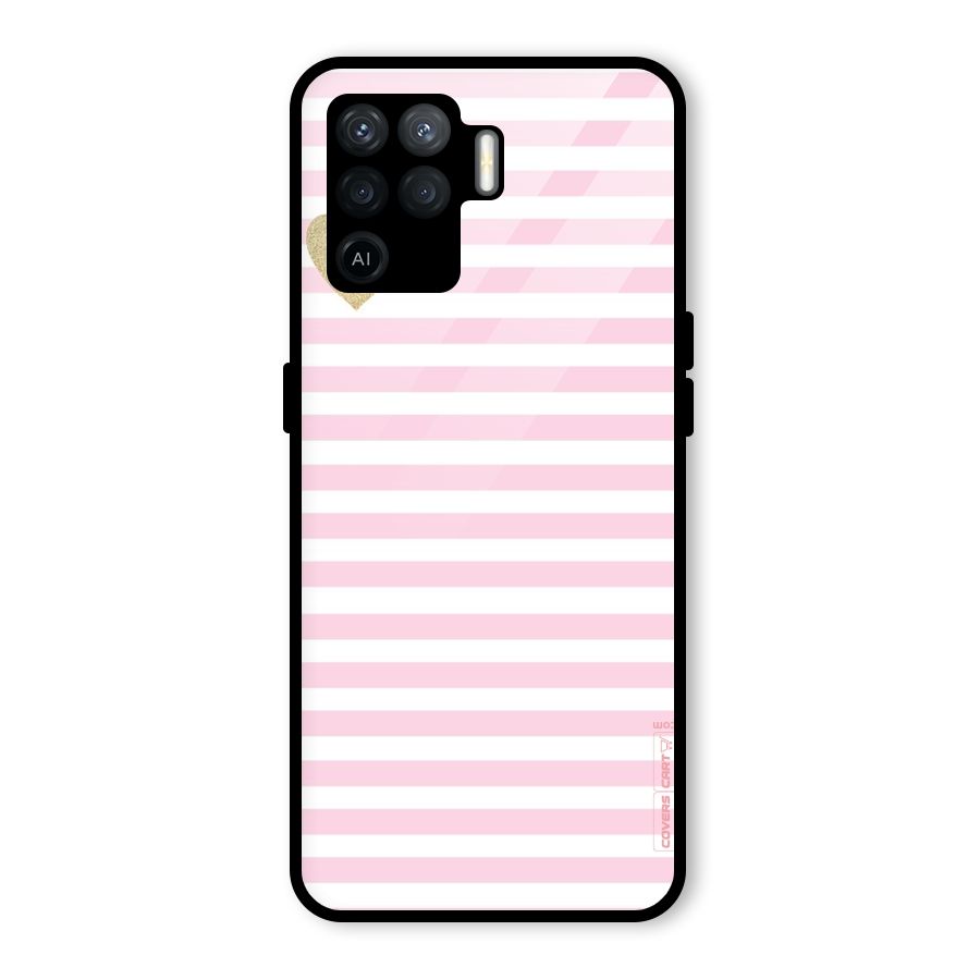 Pink Stripes Glass Back Case for Oppo F19 Pro