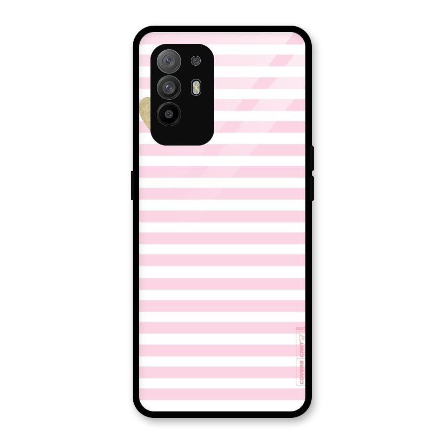 Pink Stripes Glass Back Case for Oppo F19 Pro Plus 5G