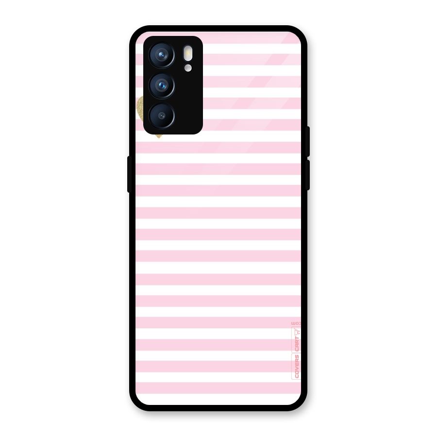 Pink Stripes Glass Back Case for Oppo Reno6 5G