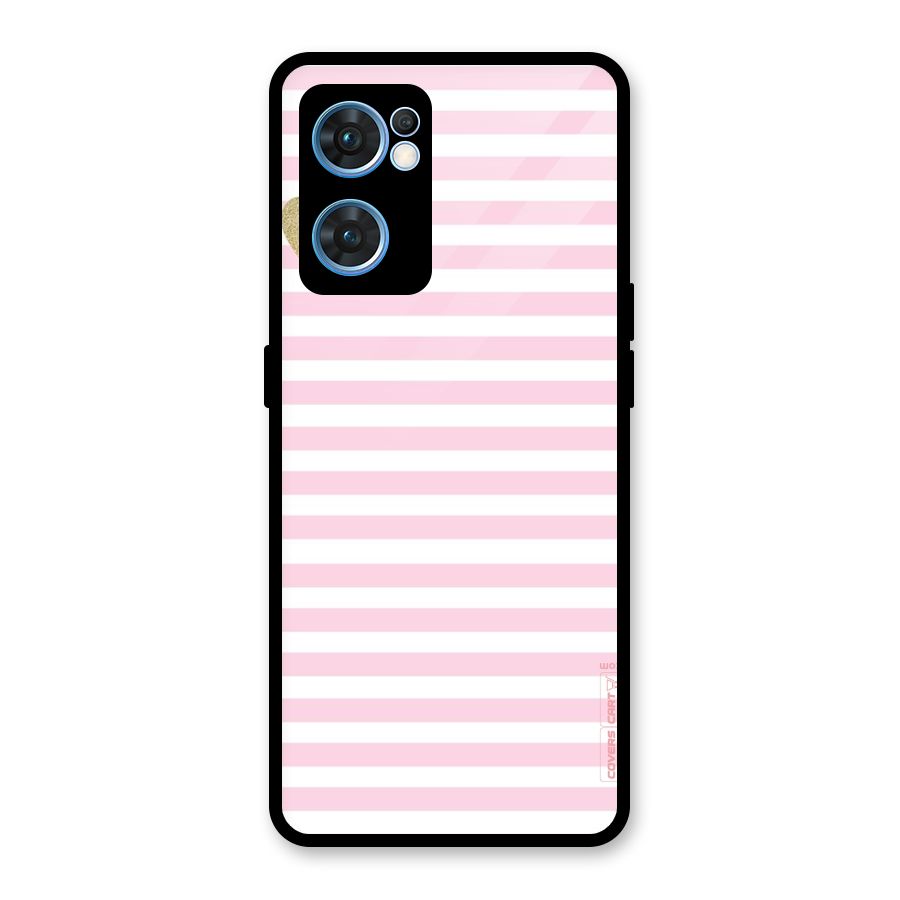 Pink Stripes Glass Back Case for Oppo Reno7 5G