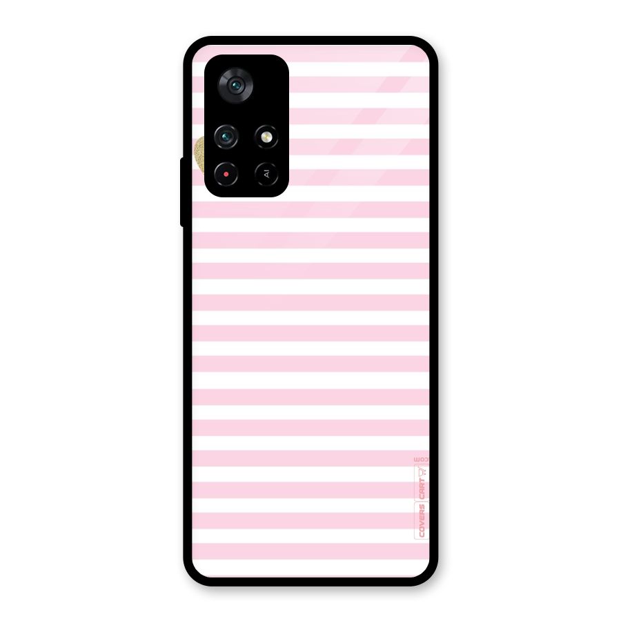 Pink Stripes Glass Back Case for Poco M4 Pro 5G