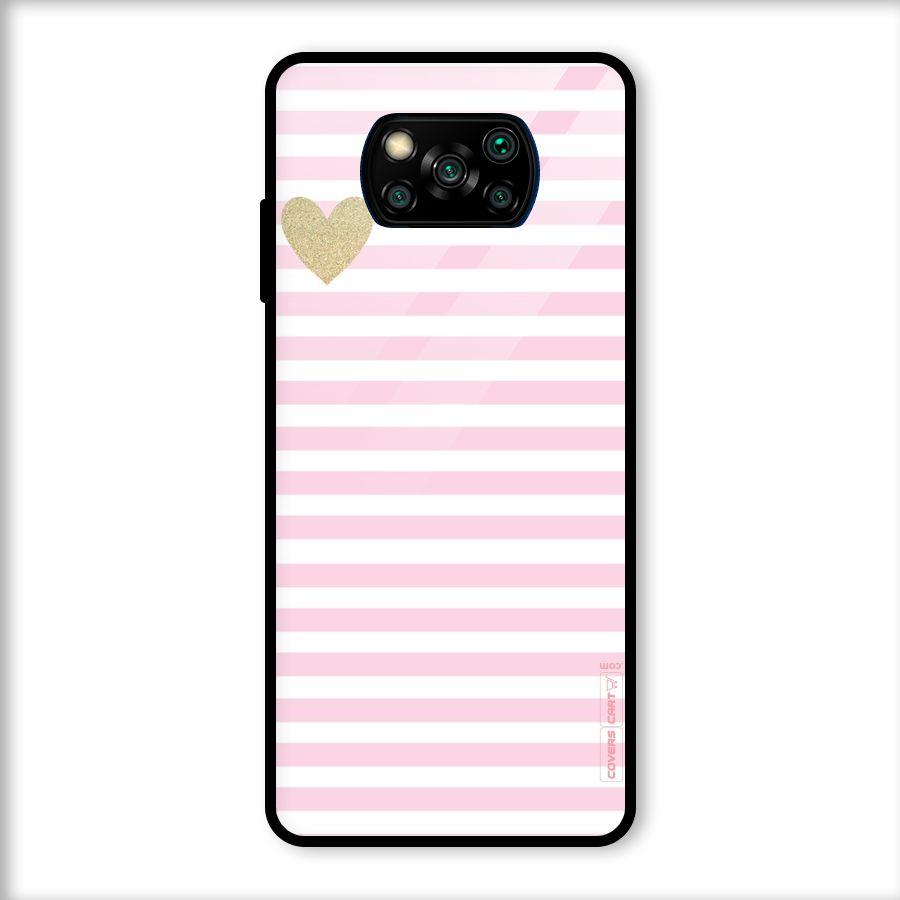 Pink Stripes Glass Back Case for Poco X3