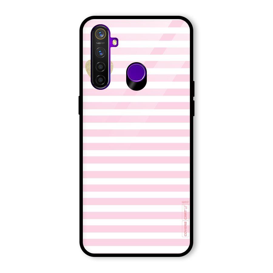 Pink Stripes Glass Back Case for Realme 5 Pro
